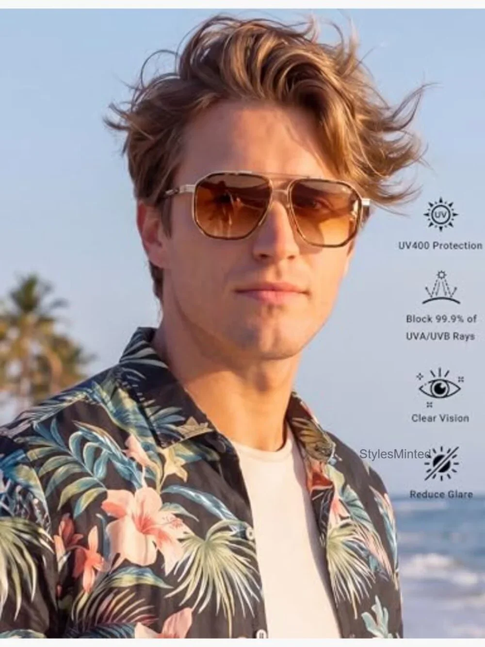 Polarized Aviator Sunglasses Acetate Men's UV Protection